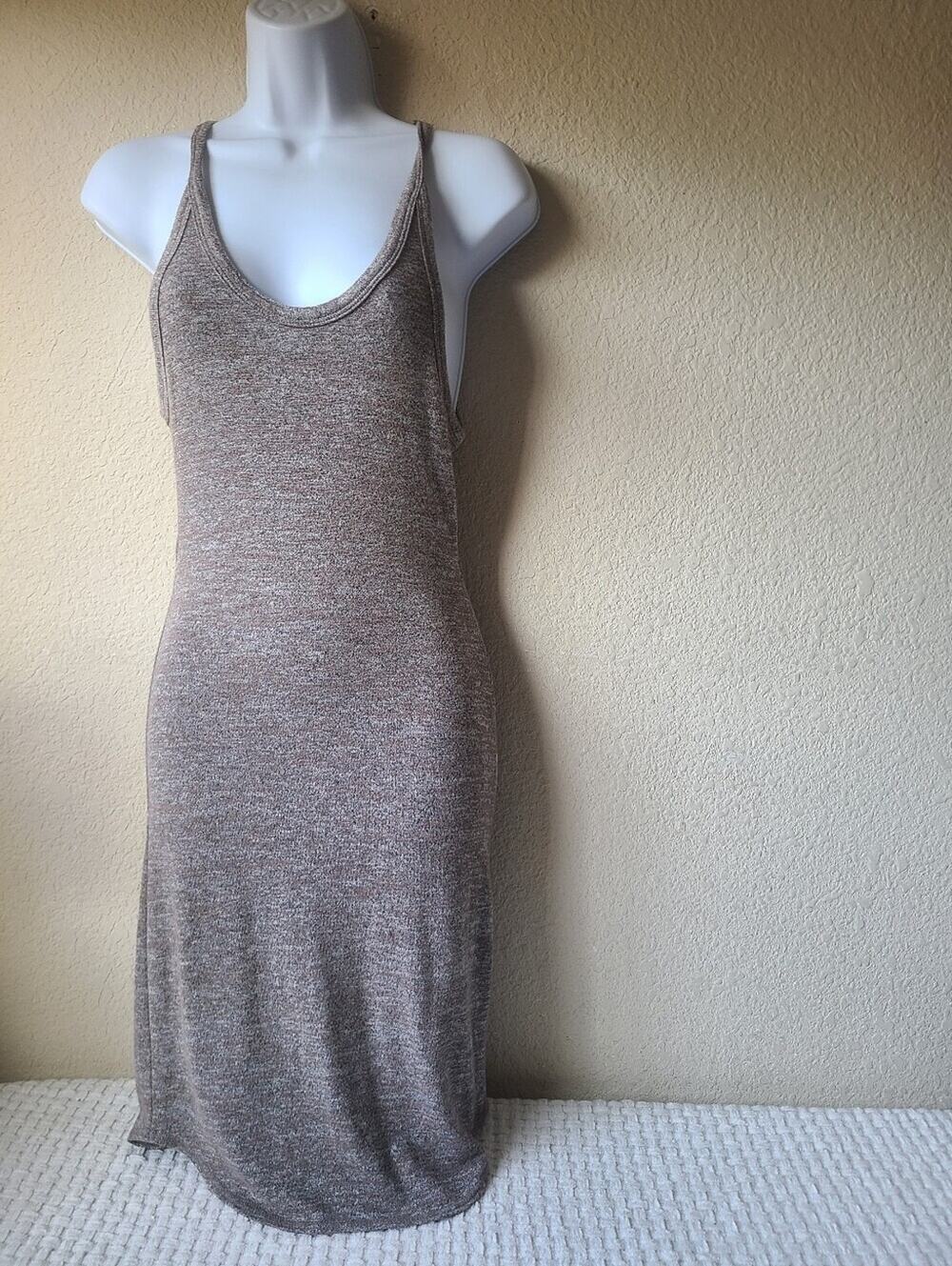 We The Free Neutral Knit Racerback Midi Dress Taupe Women's Size XS